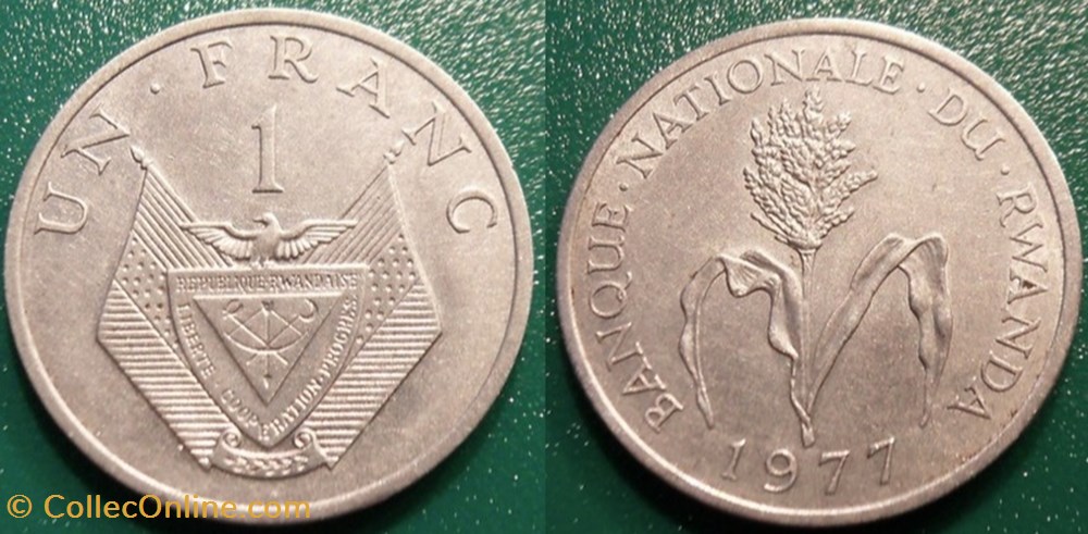 1 Franc 1977 monnaie monde rwandum 1 franc 1977