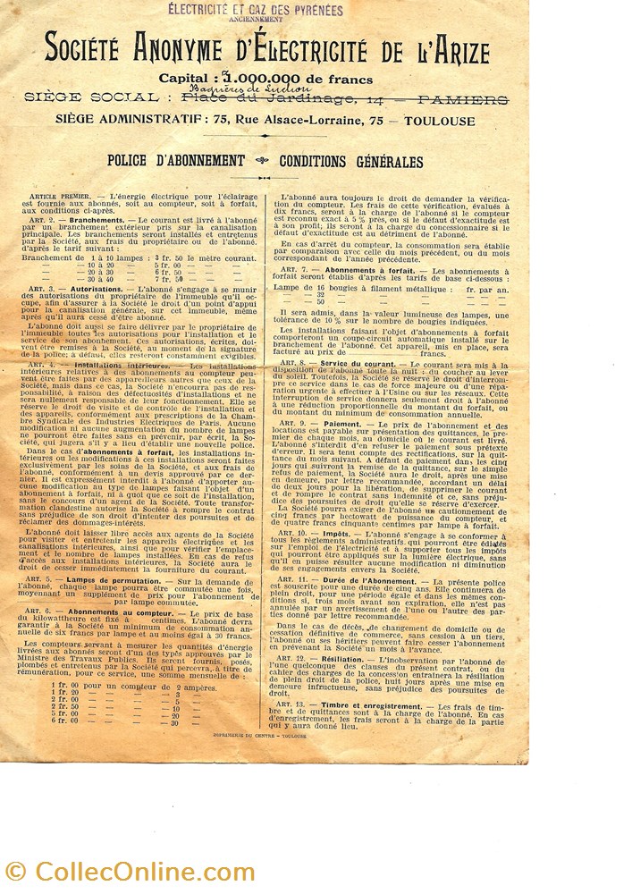 Electricité et Gaz des Pyrénées Abonnement 1925 Lagarde (Ariège) vieux papier affich electricite et gaz des pyrenees abonnement 1925 lagarde ariege