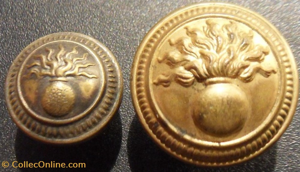 Bouton Grenade et flamme doré divers bouton grenade et flamme dore