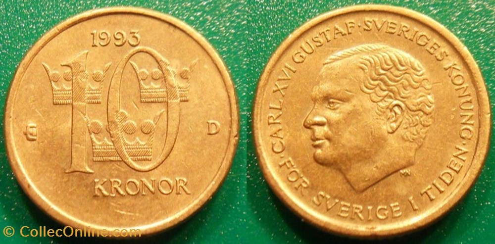 10 Kronor 1993 monnaie monde suede 10 kronor 1993