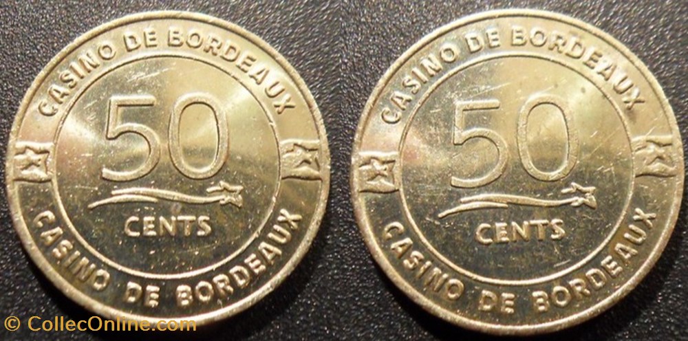 j- Jeton casino Bordeaux 50 Cents monnaies paranumismatique jetons poids j jeton casino bordeaux 50 cents