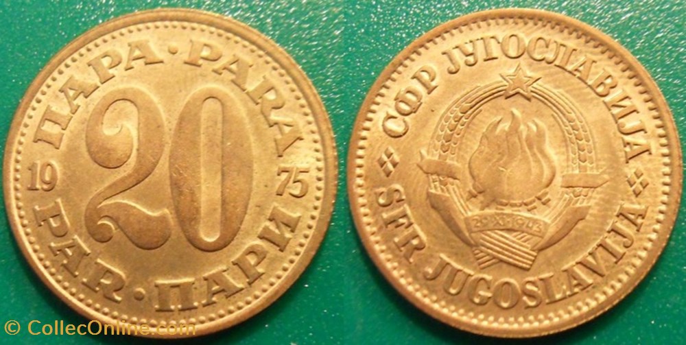 20 Dinars 1975 monnaie monde yougoslavie 20 dinars 1975