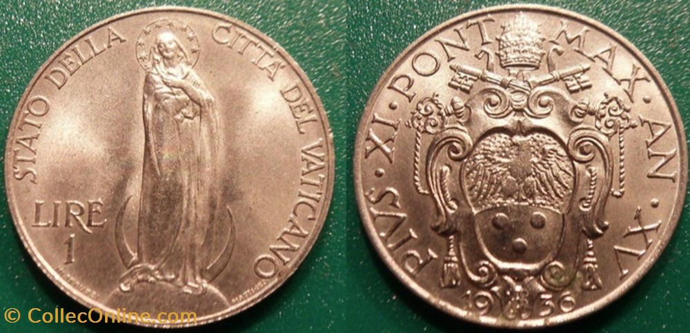 1 Lire 1936 Pie XI monnaie monde vatican 1 lire 1936 pie xi