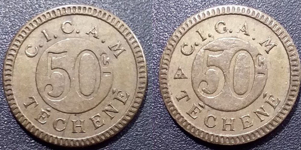f- Jeton à consommer 50 C. -C.I.C.A.M Téchené monnaies paranumismatique jetons poids f jeton a consommer 50 c c i c a m techene