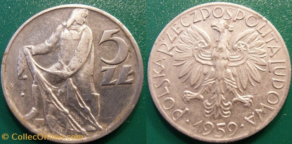 5 Zloty 1959 monnaie monde pologne 5 zloty 1959