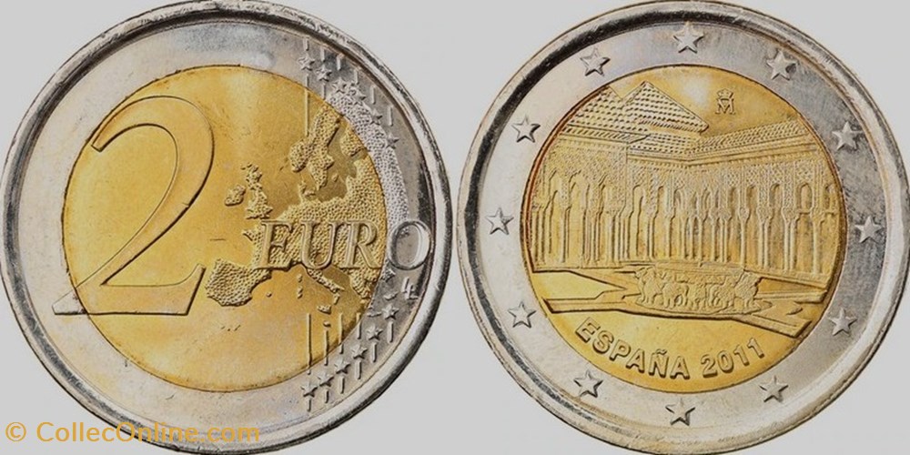 monnaies monde espagne 2 euros 2011 alhambra de grenade