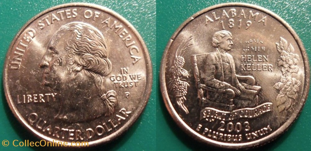 monnaie monde etat uni 1 4 dollar 2003 p alabama