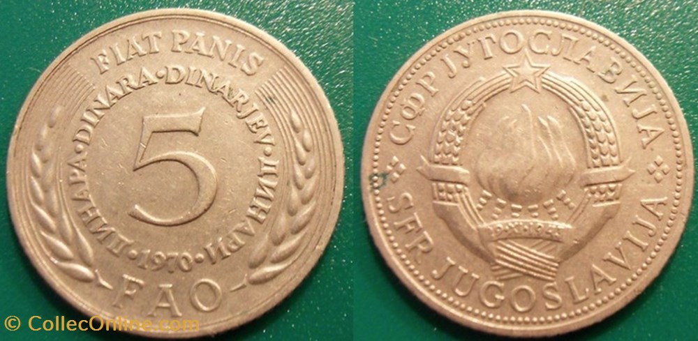 5 Dinars 1970 monnaie monde yougoslavie 5 dinars 1970