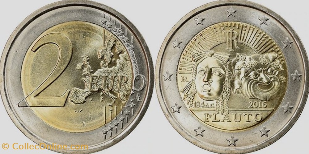 monnaies monde italie 2 euros 2016 plaute