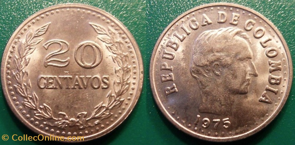 monnaie monde colombie 20 centavos 1975