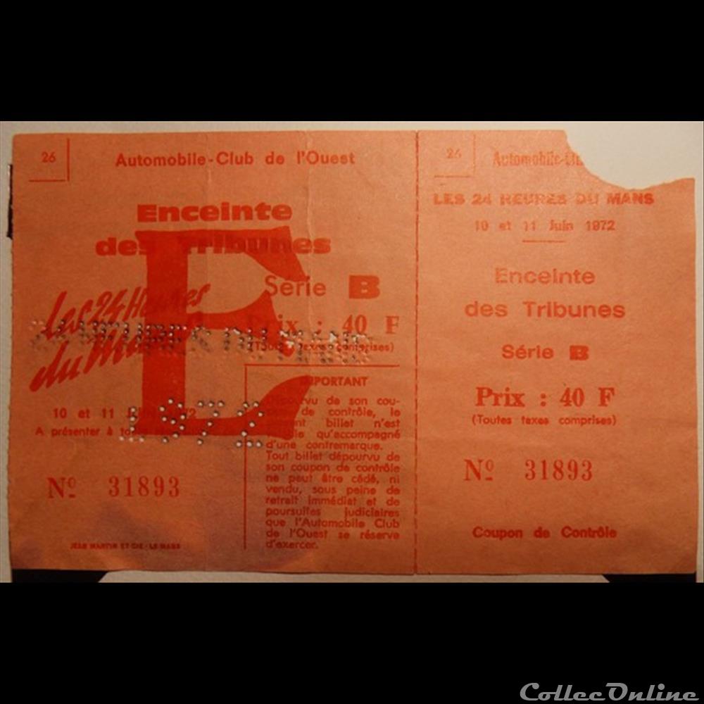 24 Heures du Mans 1972 vieux papier ticket entree assignat 24 heures du mans 1972