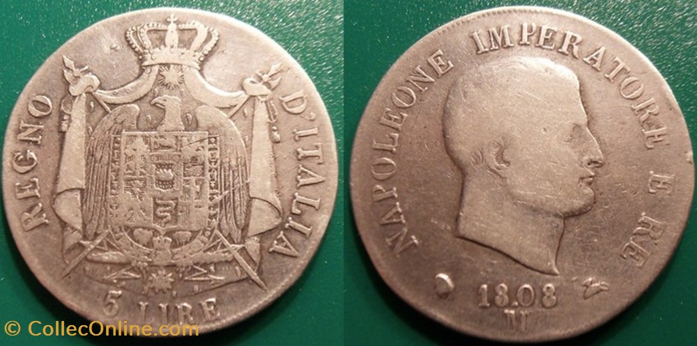 A6 5 Lire Règne d'Italie Napoléon Empereur monnaie monde a6 5 lire regne italie napoleon empereur