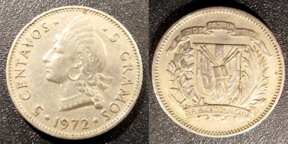 5 Centavos 1972 monnaies monde republique dominicaine 5 centavos 1972