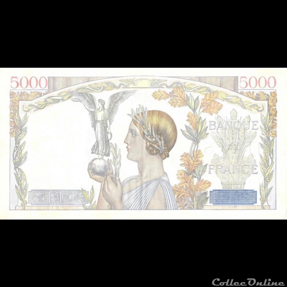 billet france banque xxe 5000 francs victoire debout