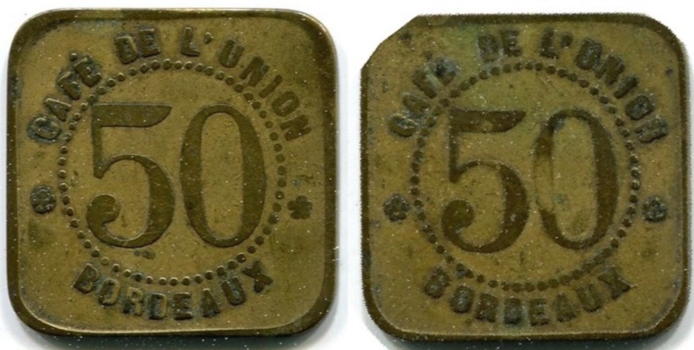 monnaies paranumismatique jetons poids p mn bordeaux 50 c cafe de union elie manque