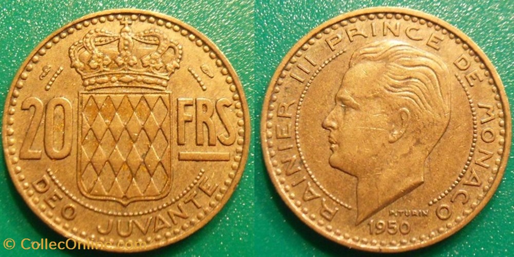 20 Francs 1950 Rainier III monnaie monde monaco 20 francs 1950 rainier iii