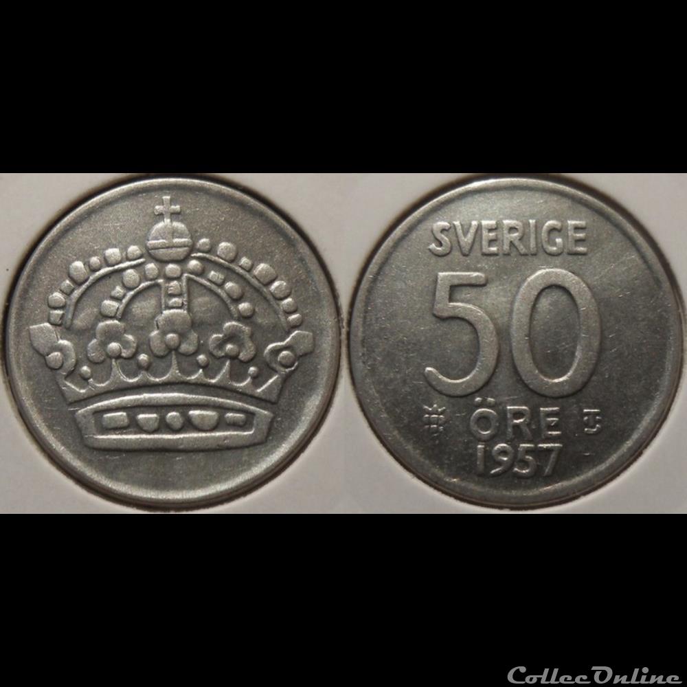 Suède 50 Ore 1957 TS monnaie monde romaine suede 50 ore 1957 ts
