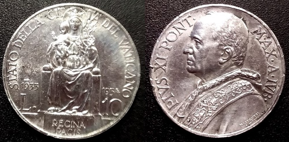 Vatican 10 Lires 1933 Pie XI monnaies vatican 10 lires 1933 pie xi