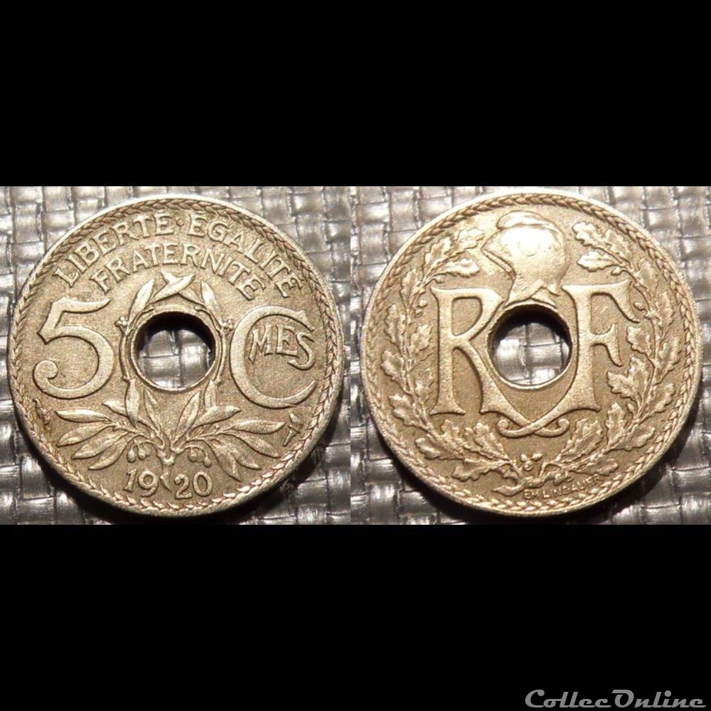 Cb 5 centimes EM Lindauer 1920 19mm 3g monnaie france moderne cb 5 centimes em lindauer 1920 19mm 3g