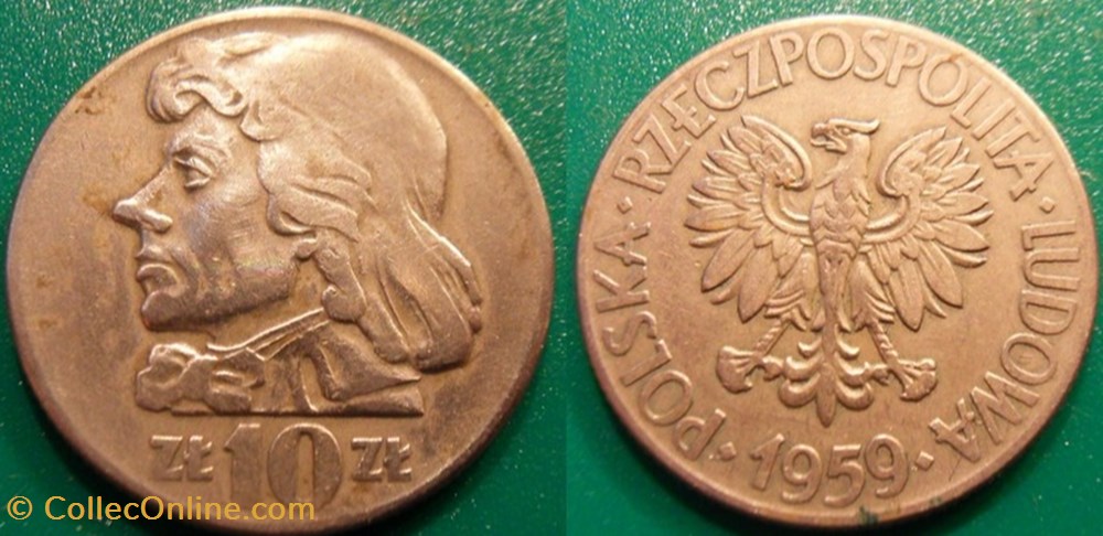 10 Zlotych 1959 monnaie monde pologne 10 zlotych 1959