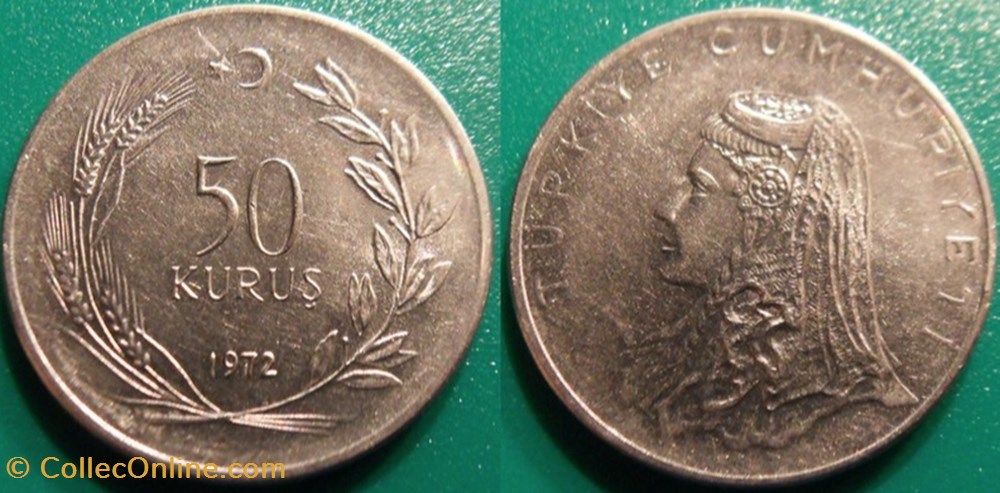 50 Kurus 1972 monnaie monde turquie 50 kurus 1972