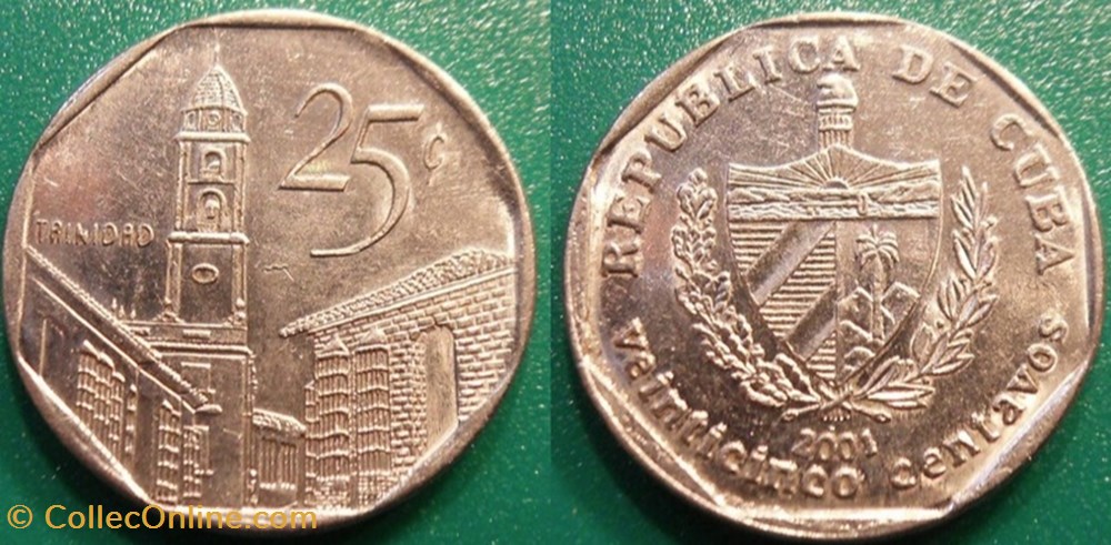 25 Centavos 2001 monnaie monde cuba 25 centavos 2001