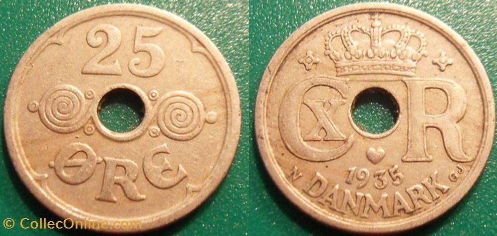 25 Ore 1935 monnaie monde danemark 25 ore 1935