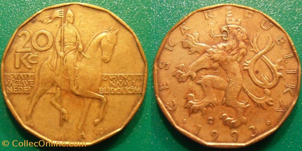 20 Korun 1993 monnaie monde republique tcheque 20 korun 1993