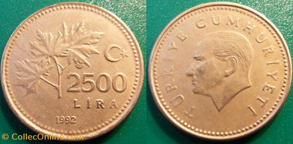 2500 Lira 1992 monnaie monde turquie 2500 lira 1992