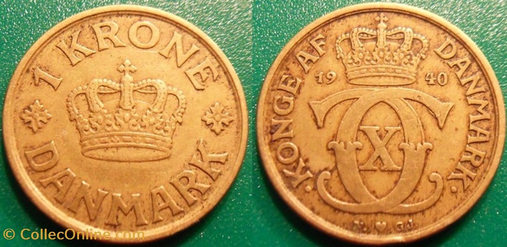 1 Krone 1940 monnaie monde danemark 1 krone 1940