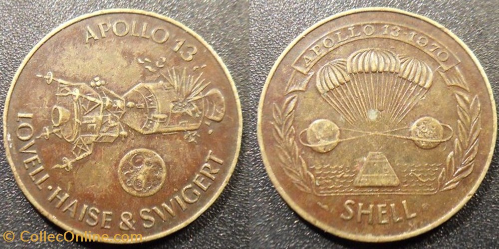 u- Jeton Shell - Apollo 13-1970 monnaies paranumismatique jetons poids u jeton shell apollo 13 1970