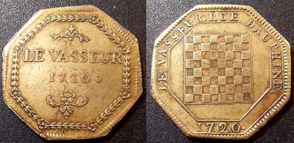 b- Jeton Paris Le Vasseur 1720 monnaies paranumismatique jetons poids b jeton paris le vasseur 1720