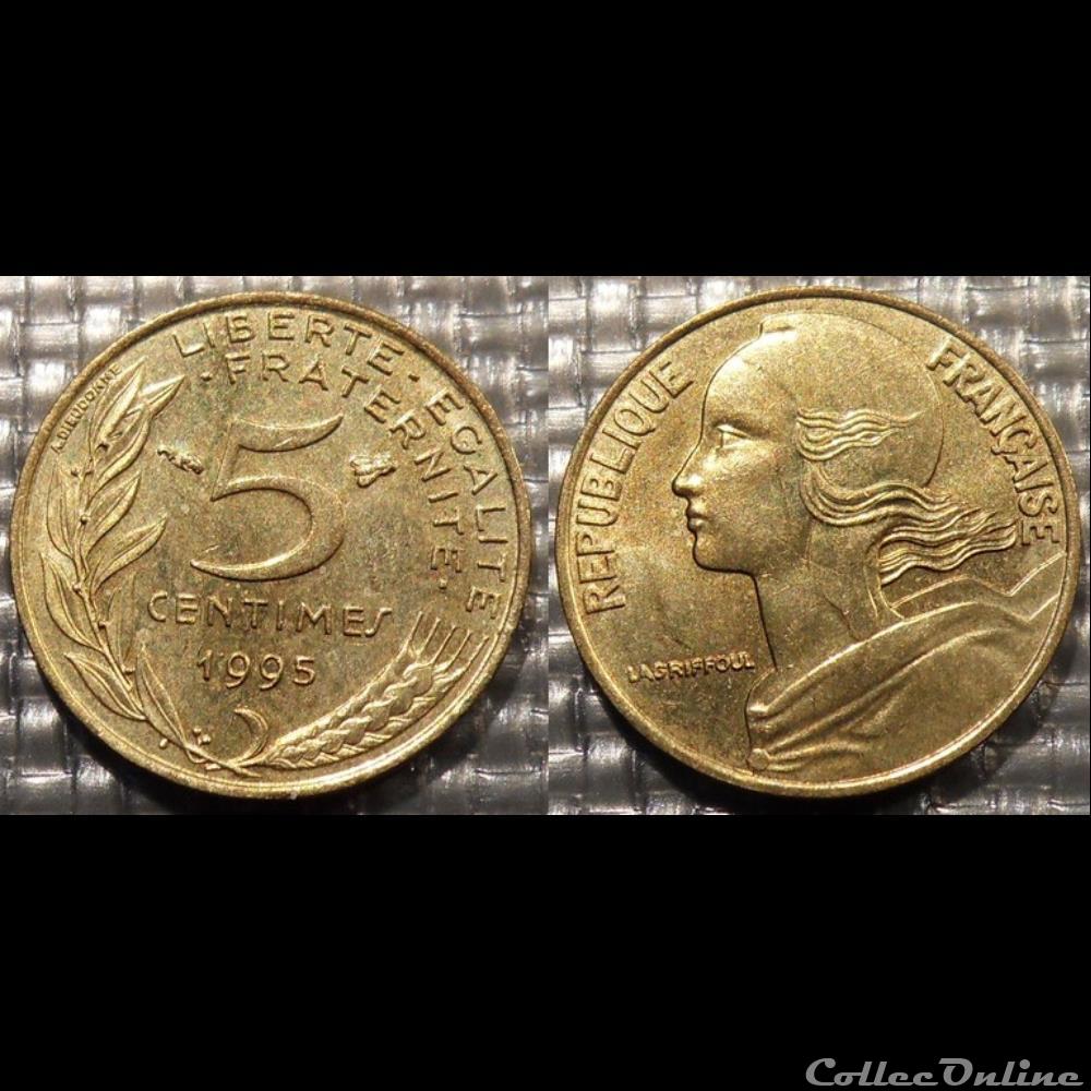 Cf 5 centimes Marianne 1995 17mm 2g monnaie france moderne cf 5 centimes marianne 1995 17mm 2g
