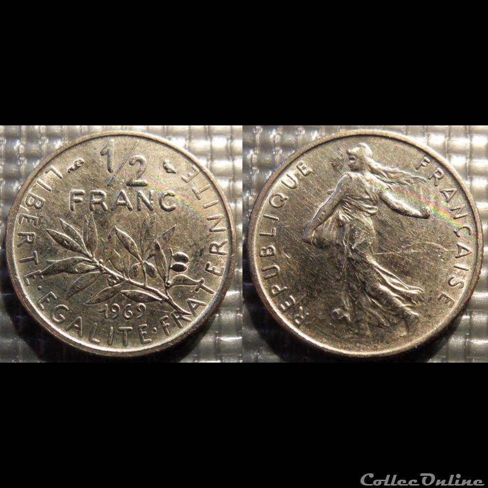 Gl 1/2 franc semeuse 1969 19.5mm 4.5g monnaie france moderne gl 1 2 franc semeuse 1969 19 5mm 4 5g