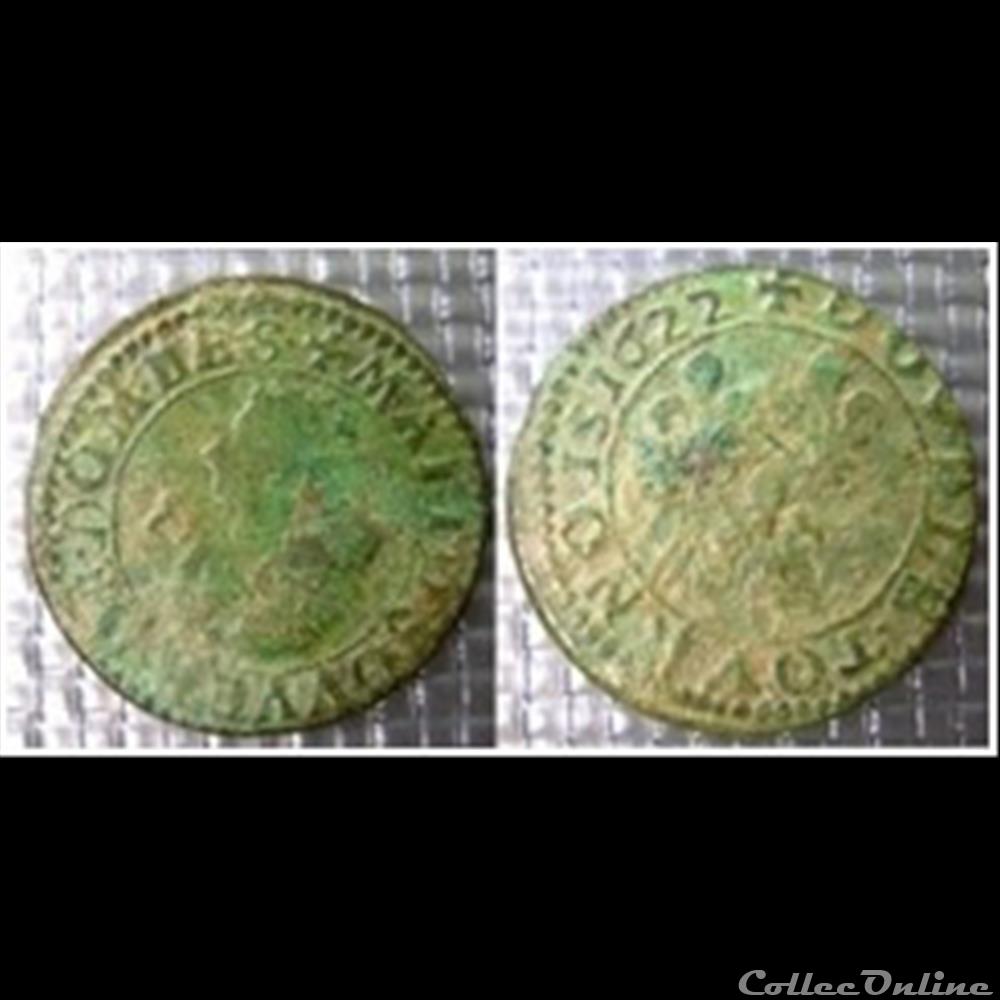 monnaie france feodale dombes marie de montpensier double tournois 1622