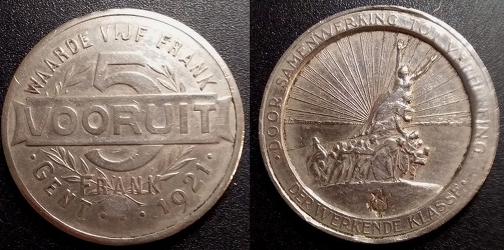 e- J etr Belgique 5 francs - Vooruit Gent monnaies paranumismatique jetons poids e j etr belgique 5 francs vooruit gent