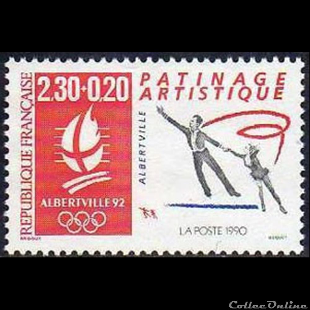 timbre france assignat 1990 alberville 92 jeux olympiques hiver