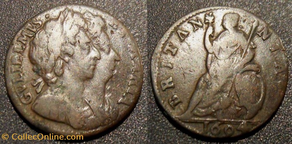 Grande Bretagne 1 Farthing 1694 William III et Mary II monnaies monde grande bretagne 1 farthing 1694 william iii et mary ii