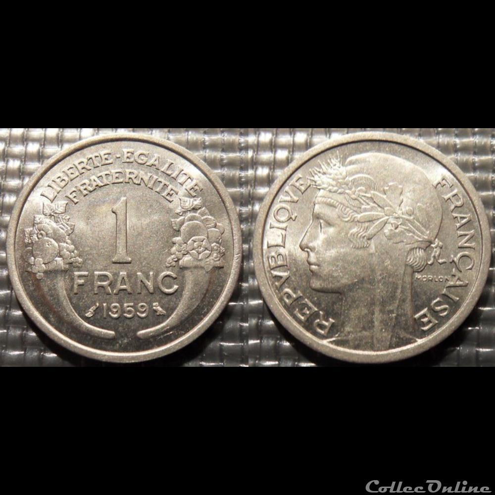 Hf 1 franc Morlon 1959 23mm 1.3g monnaie france moderne hf 1 franc morlon 1959 23mm 1 3g