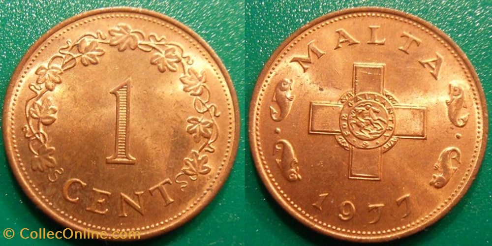 1 Cent 1977 monnaie monde malte 1 cent 1977