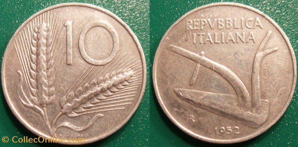 10 Lires 1952 monnaie monde italie 10 lires 1952