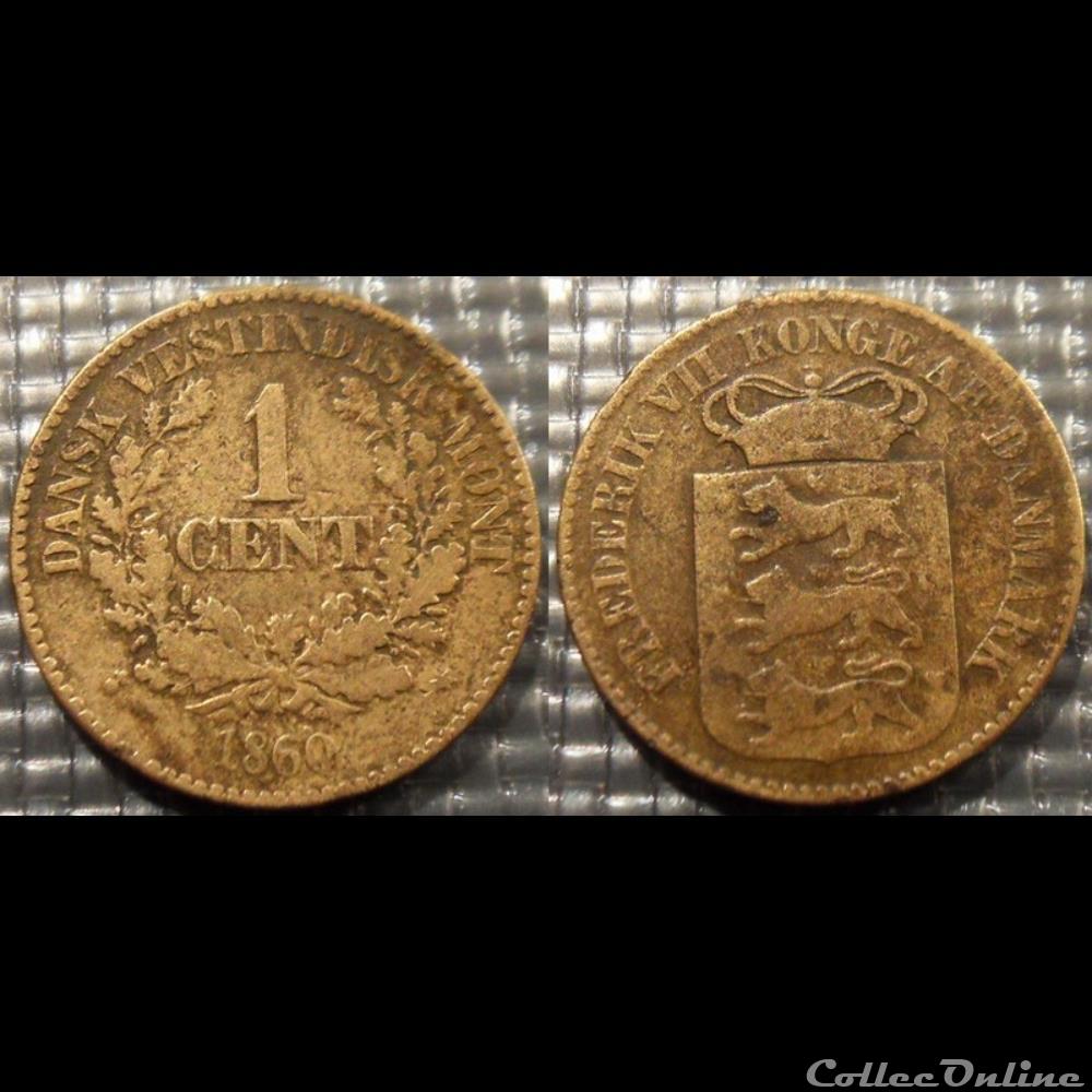 Danemark West India 1 Cent 1860 monnaie monde colony danemark west india 1 cent 1860