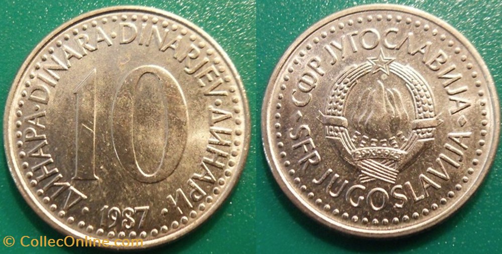 10 Dinars 1987 monnaie monde yougoslavie 10 dinars 1987