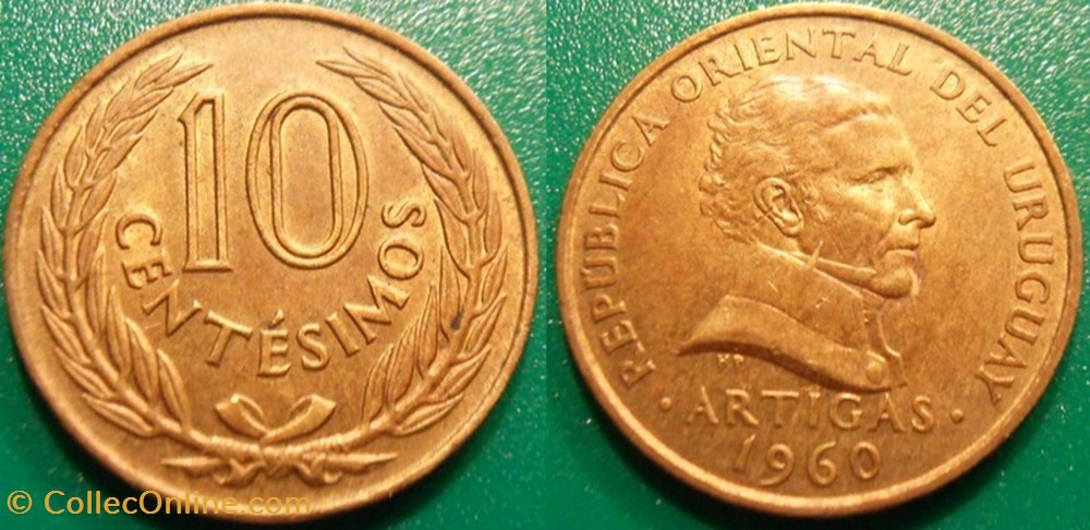 10 Centesimos 1960 monnaie monde uruguay 10 centesimos 1960