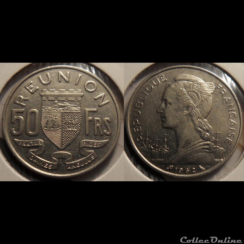 Réunion (Ile de la) 50 Francs République Française 1962 monnaie france colony reunion ile de la 50 francs republique francaise 1962