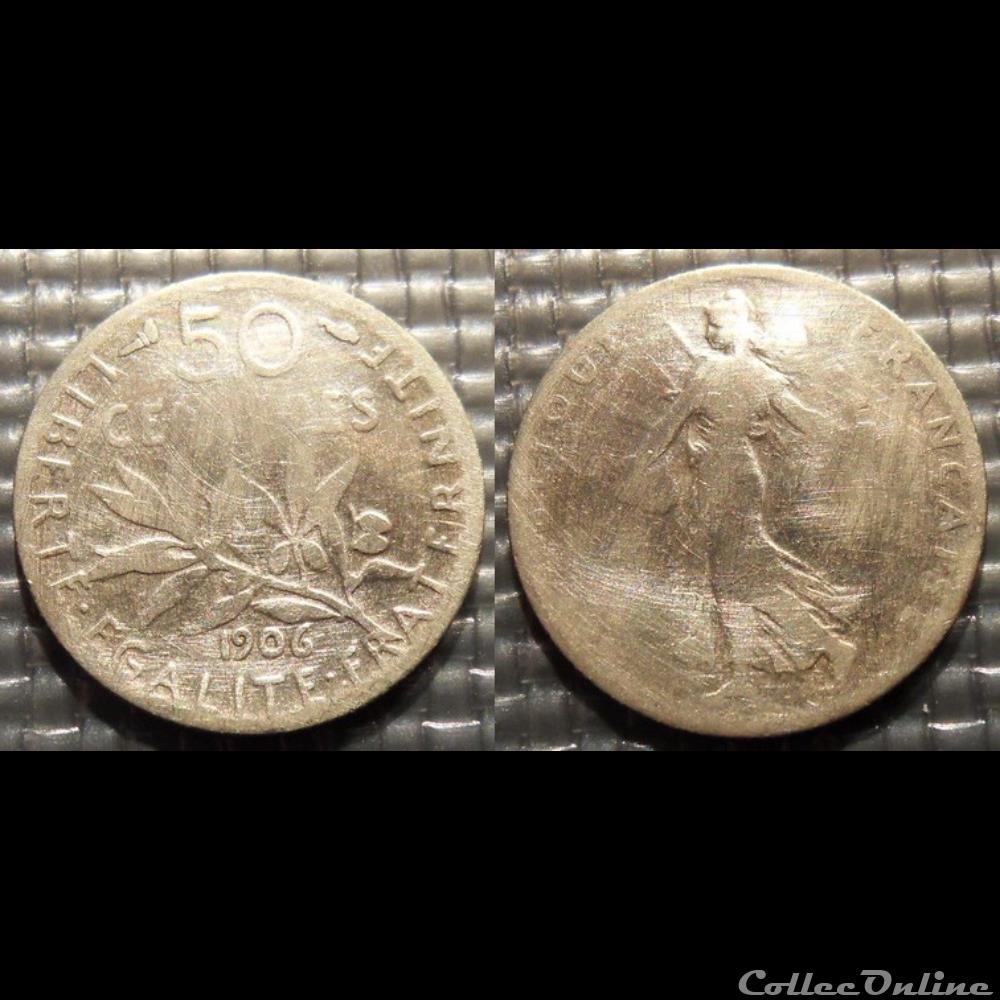 monnaie france moderne ga 50 centimes semeuse 1906 18mm 2 5g