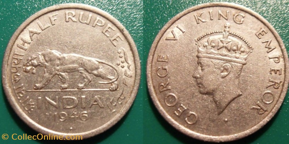 1/2 Roupie 1946 • (Bombay) monnaie monde inde 1 2 roupie 1946 bombay