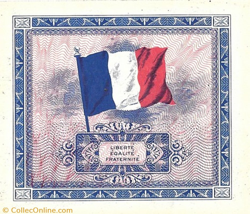 billet europe 2 francs drapeau france 1944