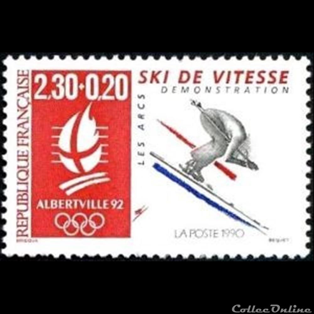 timbre france assignat 1990 alberville 92 jeux olympiques hiver