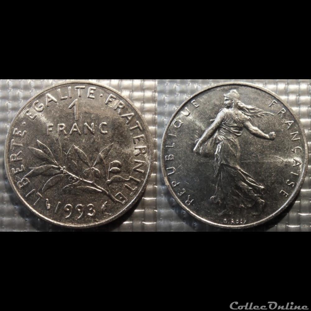 Hg 1 franc semeuse 1993 24mm 6g monnaie france moderne hg 1 franc semeuse 1993 24mm 6g